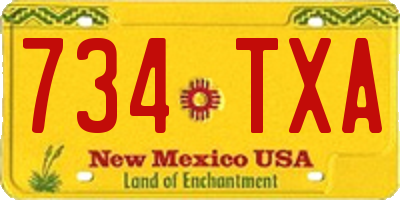NM license plate 734TXA