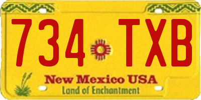 NM license plate 734TXB