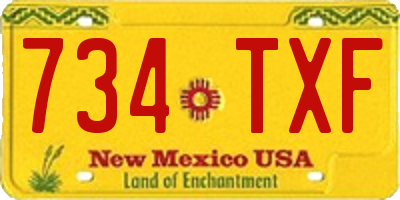 NM license plate 734TXF