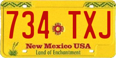 NM license plate 734TXJ