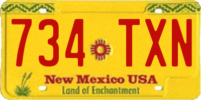 NM license plate 734TXN