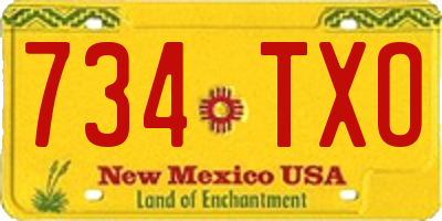 NM license plate 734TXO