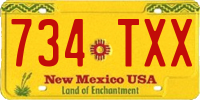 NM license plate 734TXX