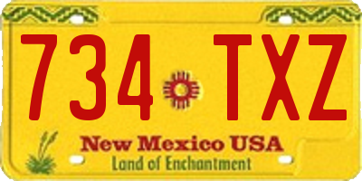 NM license plate 734TXZ
