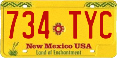 NM license plate 734TYC