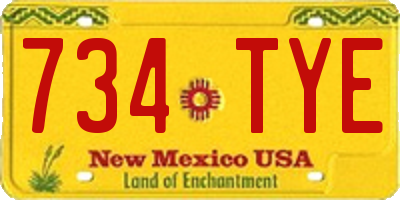NM license plate 734TYE