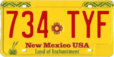 NM license plate 734TYF
