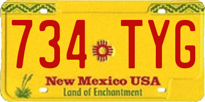 NM license plate 734TYG