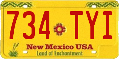 NM license plate 734TYI