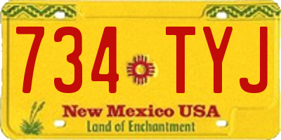 NM license plate 734TYJ