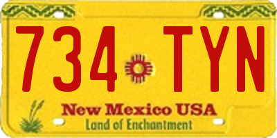 NM license plate 734TYN