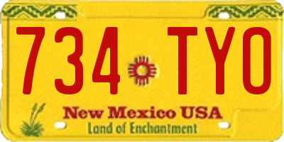 NM license plate 734TYO