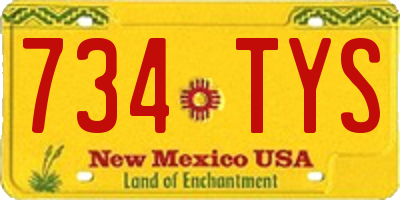 NM license plate 734TYS