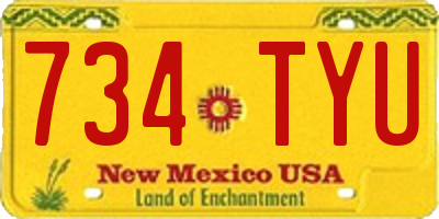 NM license plate 734TYU