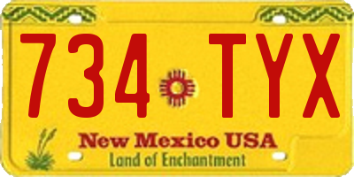 NM license plate 734TYX