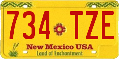 NM license plate 734TZE