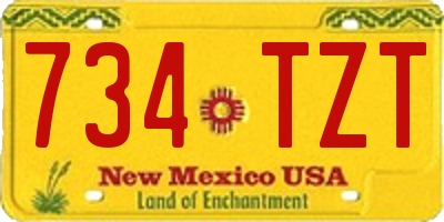NM license plate 734TZT