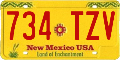 NM license plate 734TZV