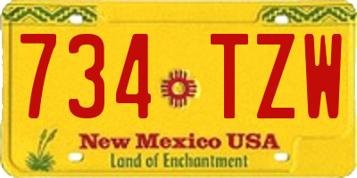 NM license plate 734TZW