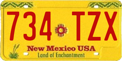 NM license plate 734TZX