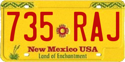 NM license plate 735RAJ