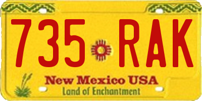 NM license plate 735RAK