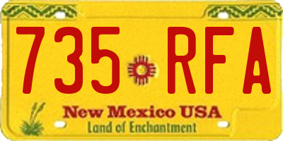 NM license plate 735RFA