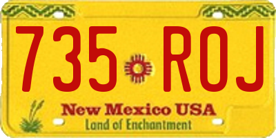 NM license plate 735ROJ