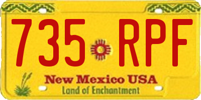 NM license plate 735RPF