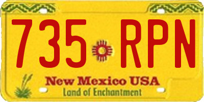 NM license plate 735RPN