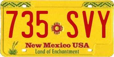 NM license plate 735SVY