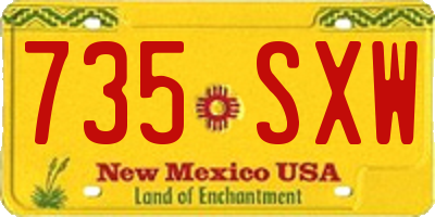 NM license plate 735SXW