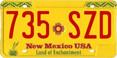 NM license plate 735SZD