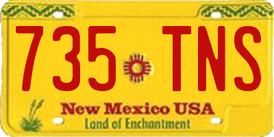 NM license plate 735TNS