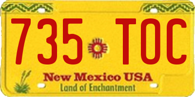 NM license plate 735TOC