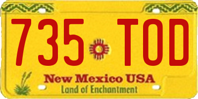 NM license plate 735TOD