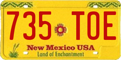 NM license plate 735TOE