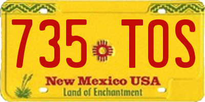 NM license plate 735TOS