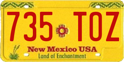 NM license plate 735TOZ