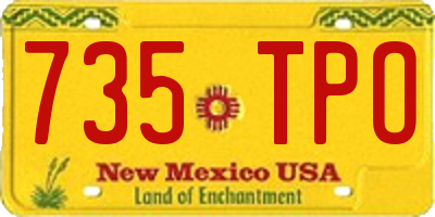 NM license plate 735TPO