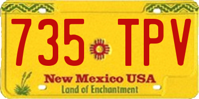 NM license plate 735TPV
