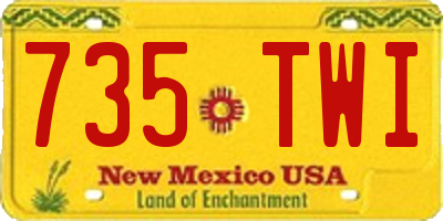 NM license plate 735TWI
