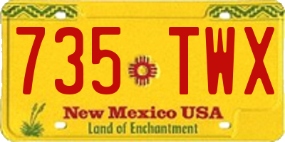 NM license plate 735TWX