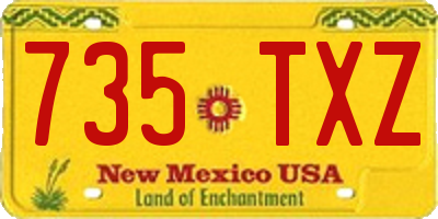 NM license plate 735TXZ