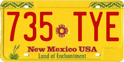 NM license plate 735TYE
