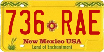 NM license plate 736RAE
