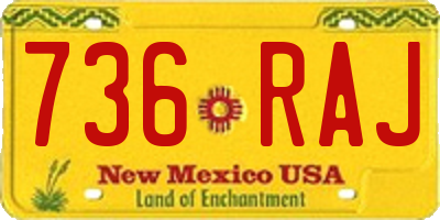 NM license plate 736RAJ