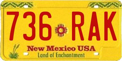 NM license plate 736RAK