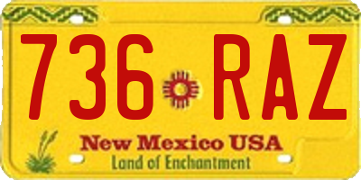 NM license plate 736RAZ