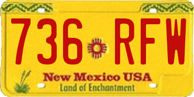 NM license plate 736RFW